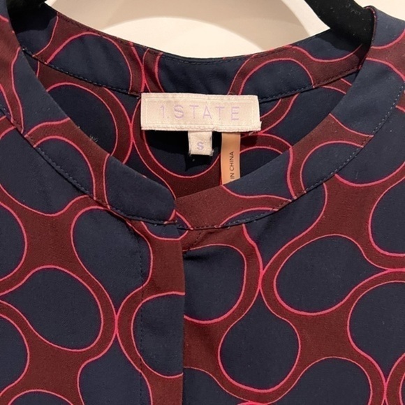 1.STATE blue and red blouse size small - Picture 3 of 5